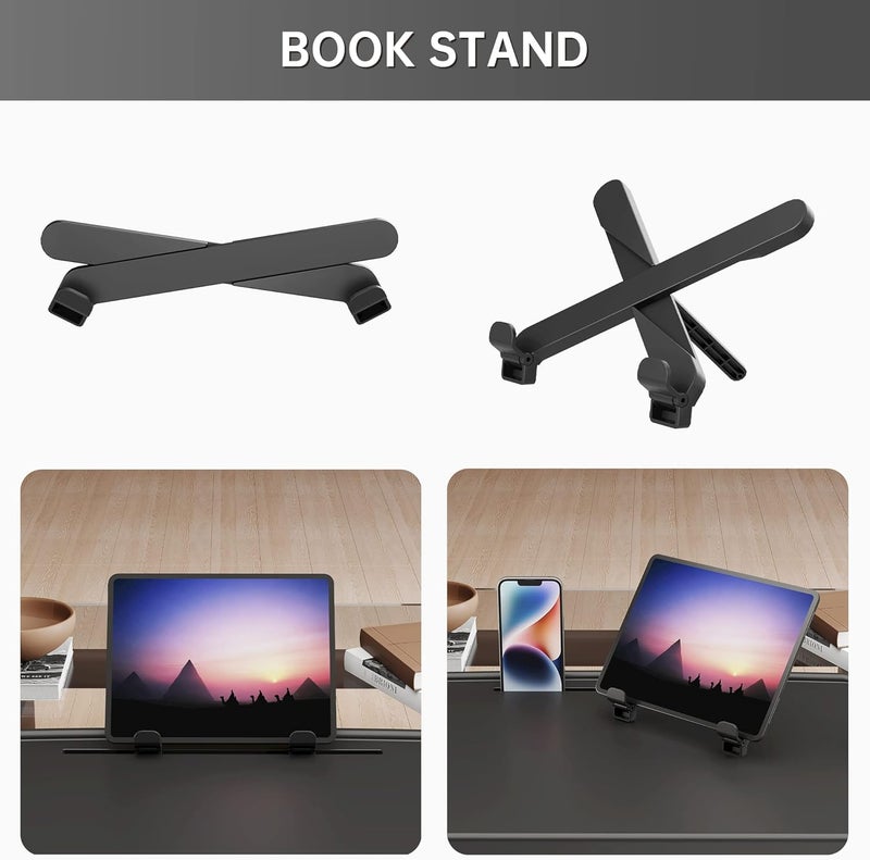 ALIPOP X TV Tray Table, Large TV Dinner Tray for Eating, Adjustable Folding Laptop Table with Book Stand, Cup Holder & Tablet Slot on Couch & Bed, Black - Image 3